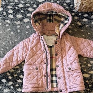 Burberry Pink Quilted Jacket with Check Interior
